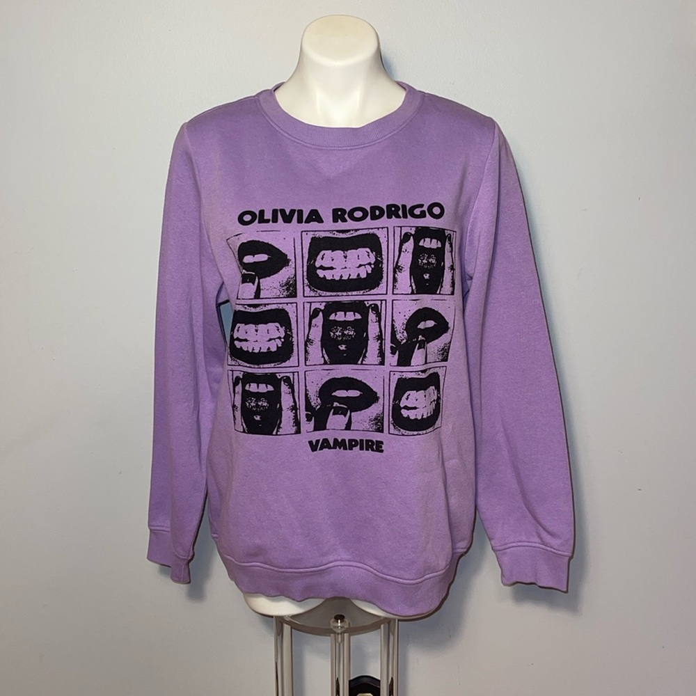 Olivia Rodrigo Vampire Ladies long sleeve fleece sweatshirt. Purple & Black